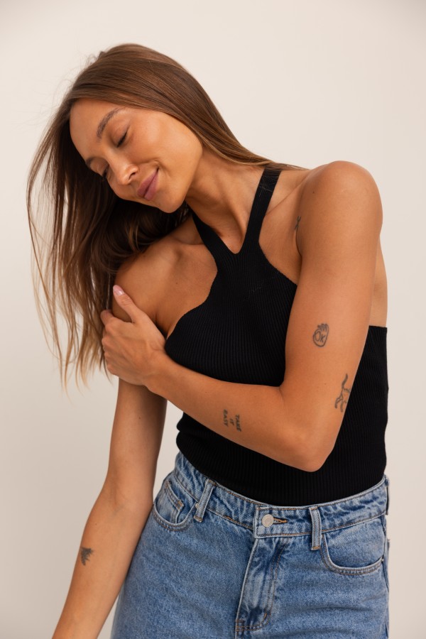 Gabbie Top Dzianinowy Czarny