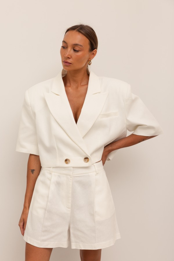 Jody Żakiet O Krótszym Kroju Biel