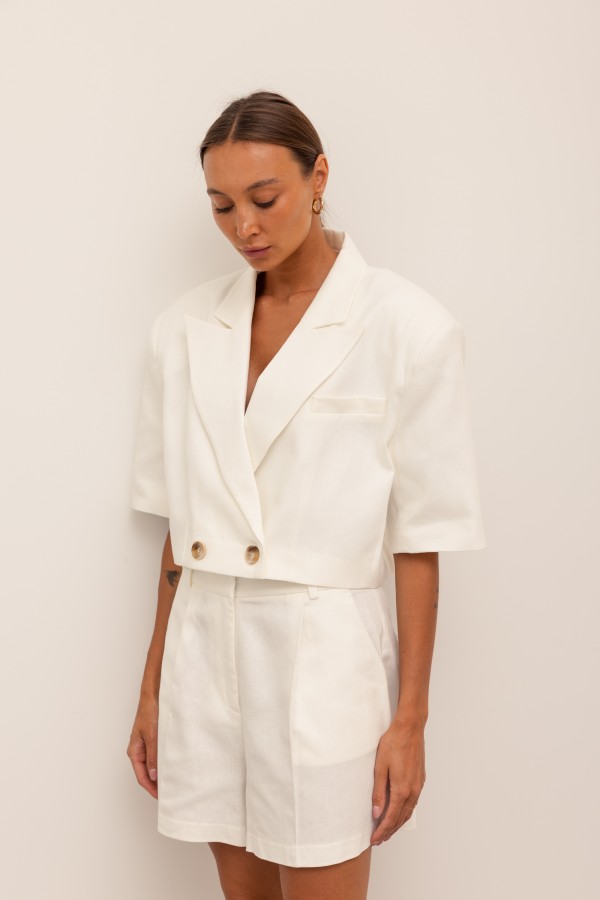 Jody Żakiet O Krótszym Kroju Biel