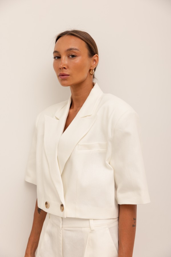 Jody Żakiet O Krótszym Kroju Biel