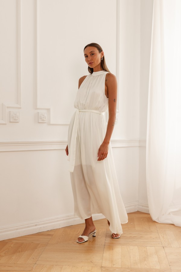 Sofia Maxi Tie Dress Ecru