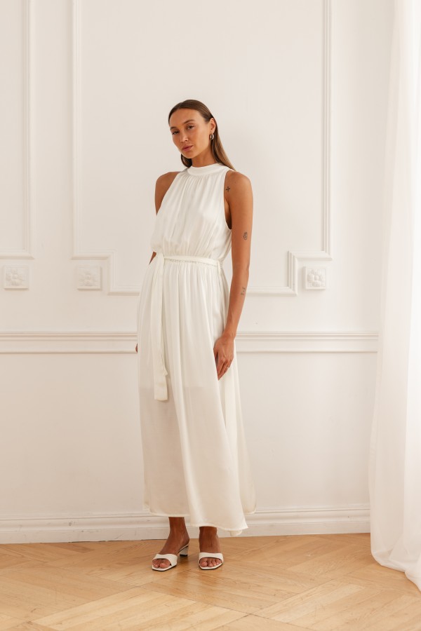 Sofia Maxi Tie Dress Ecru