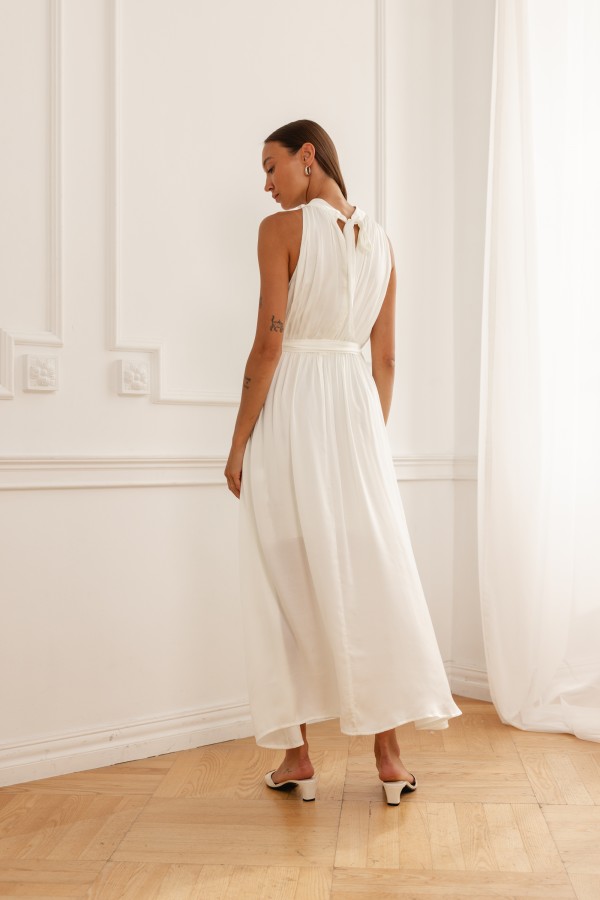 Sofia Maxi Tie Dress Ecru