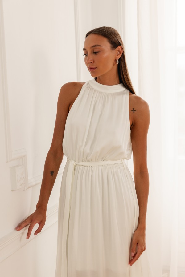 Sofia Maxi Tie Dress Ecru