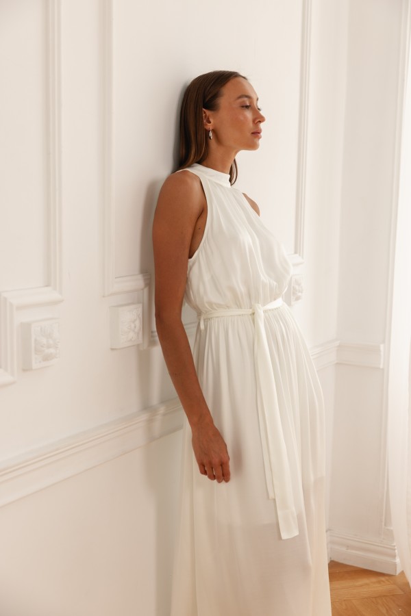 Sofia Maxi Tie Dress Ecru