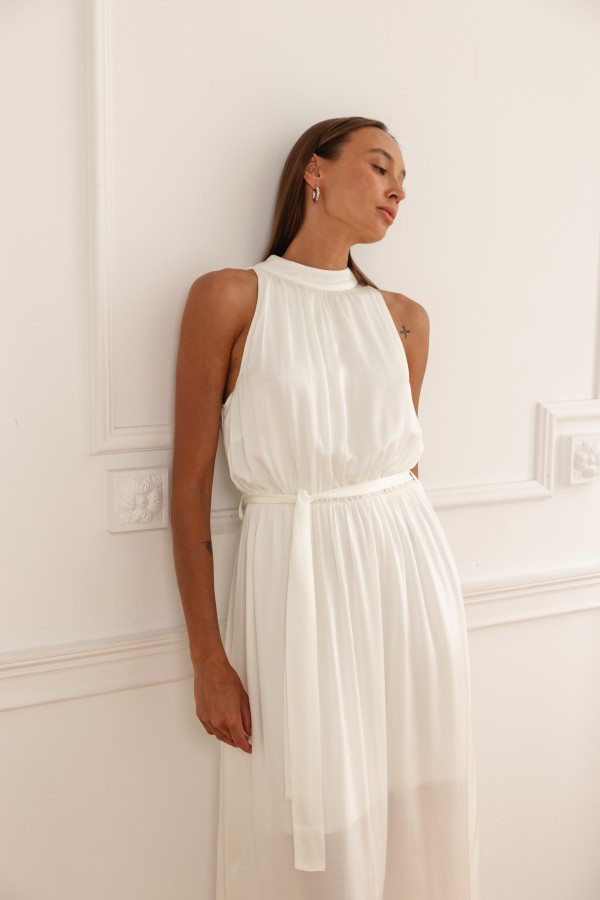 Sofia Maxi Tie Dress Ecru