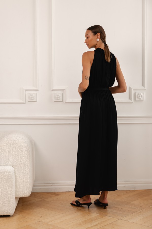 Sofia Maxi Dress with Tie Black