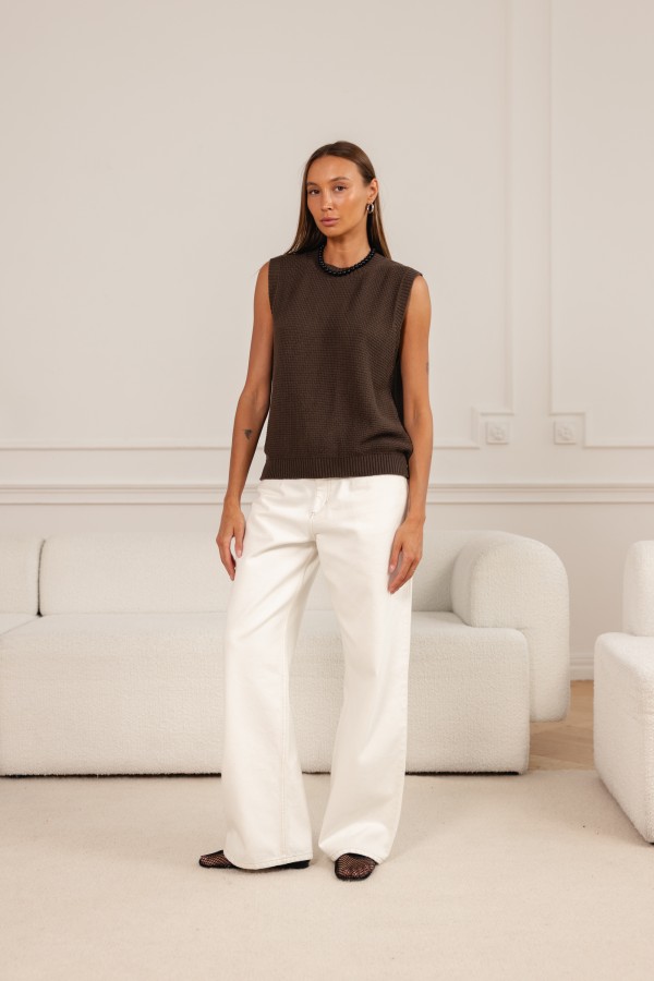 Amara Bluzka Dzianinowa Z Odkrytymi Plecami Chocolate