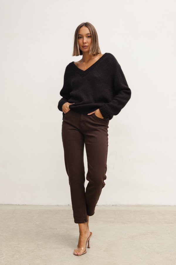 W3276 Spodnie Jeansowe Chocolate