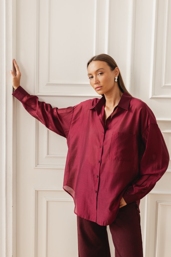 Stacy Silk Shirt Burgundy