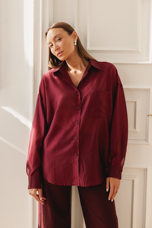 Stacy Silk Shirt Burgundy