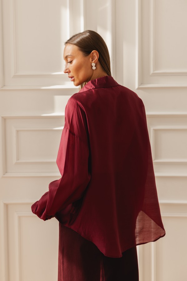 Stacy Silk Shirt Burgundy