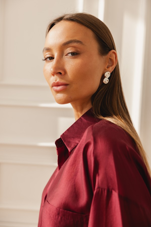 Stacy Silk Shirt Burgundy
