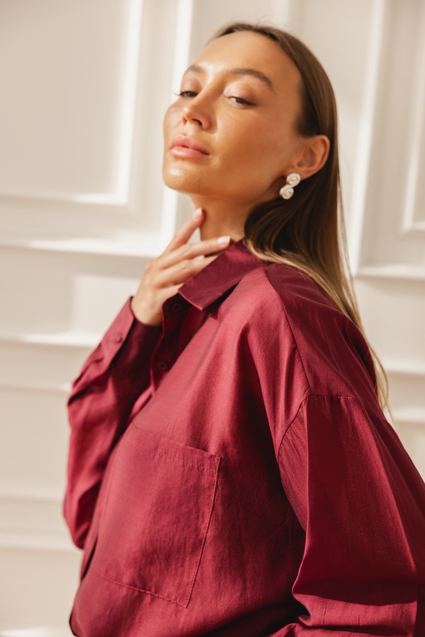 Stacy Silk Shirt Burgundy