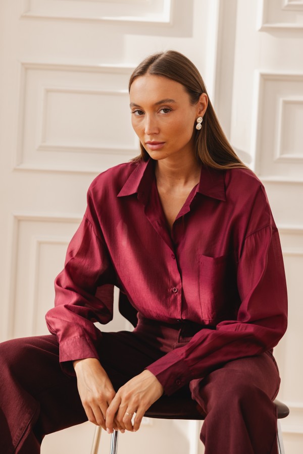 Stacy Silk Shirt Burgundy