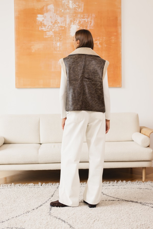 Kaja Shearling-Trimmed Gilet Brown