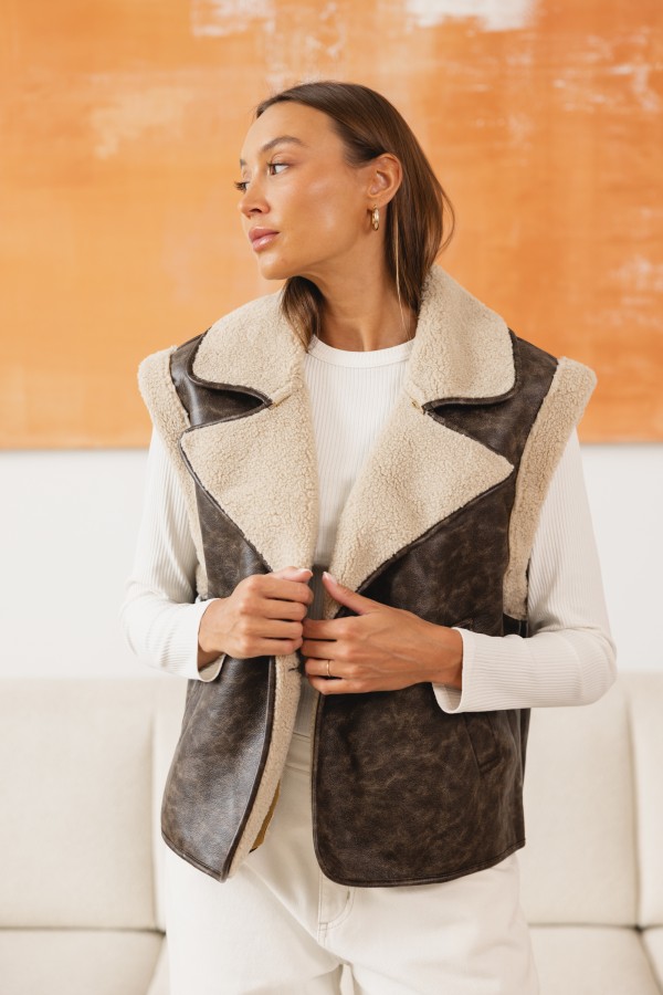 Kaja Shearling-Trimmed Gilet Brown