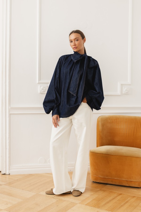 Vivienne Koszula Z Wiązaniem Dark Blue
