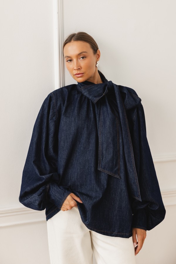 Vivienne Koszula Z Wiązaniem Dark Blue