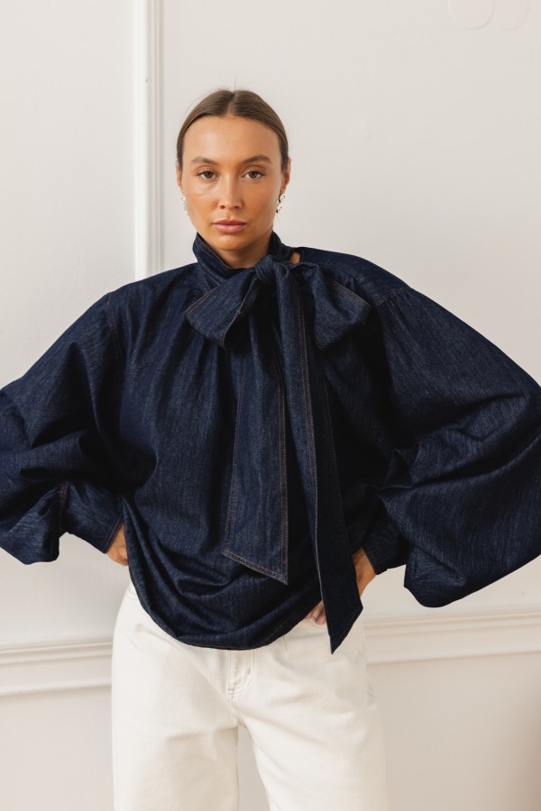 Vivienne Koszula Z Wiązaniem Dark Blue