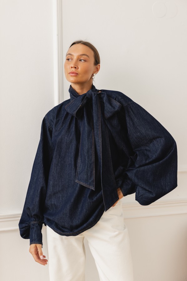 Vivienne Koszula Z Wiązaniem Dark Blue