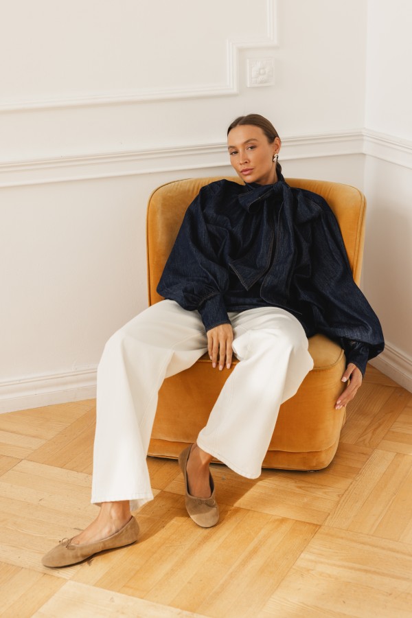 Vivienne Koszula Z Wiązaniem Dark Blue