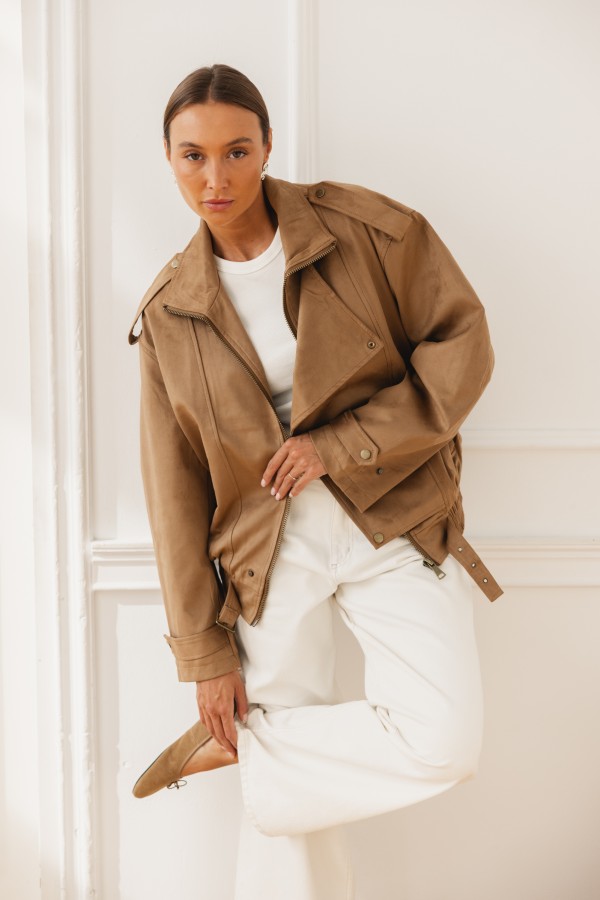 V10257 Kurtka Zamszowa Camel