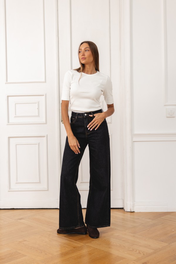 9024 Spodnie Jeansowe Wide Leg Black