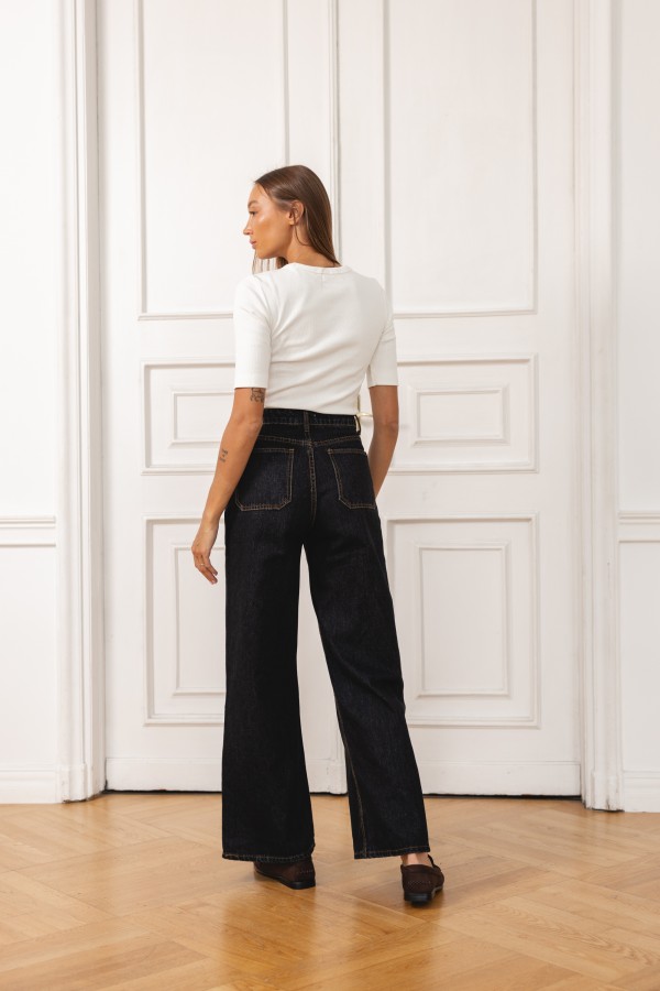 9024 Spodnie Jeansowe Wide Leg Black