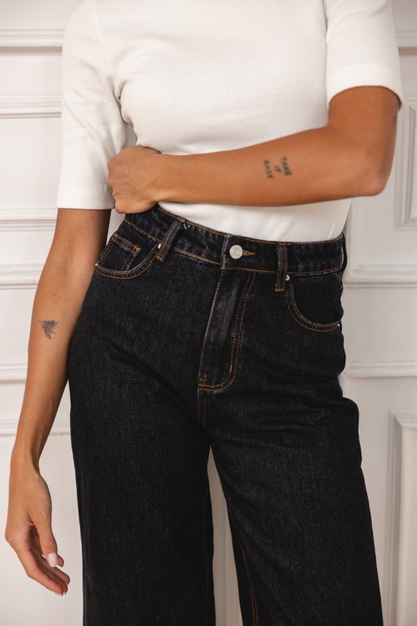 9024 Spodnie Jeansowe Wide Leg Black