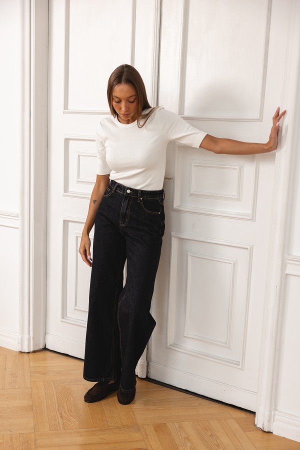 9024 Spodnie Jeansowe Wide Leg Black