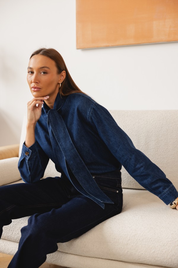 Rita Koszula Jeansowa Z Wiązaniem Blue
