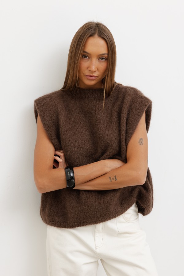 Auri Mohair Vest Brown