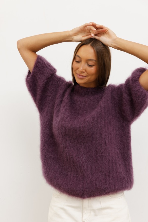 Charlie Moherowy Sweter Plum Premium