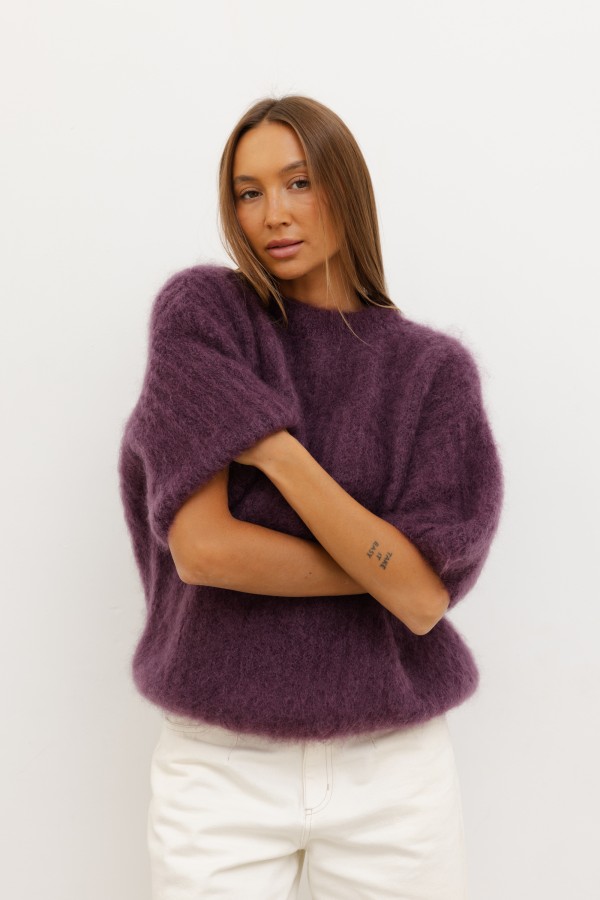 Charlie Moherowy Sweter Plum Premium