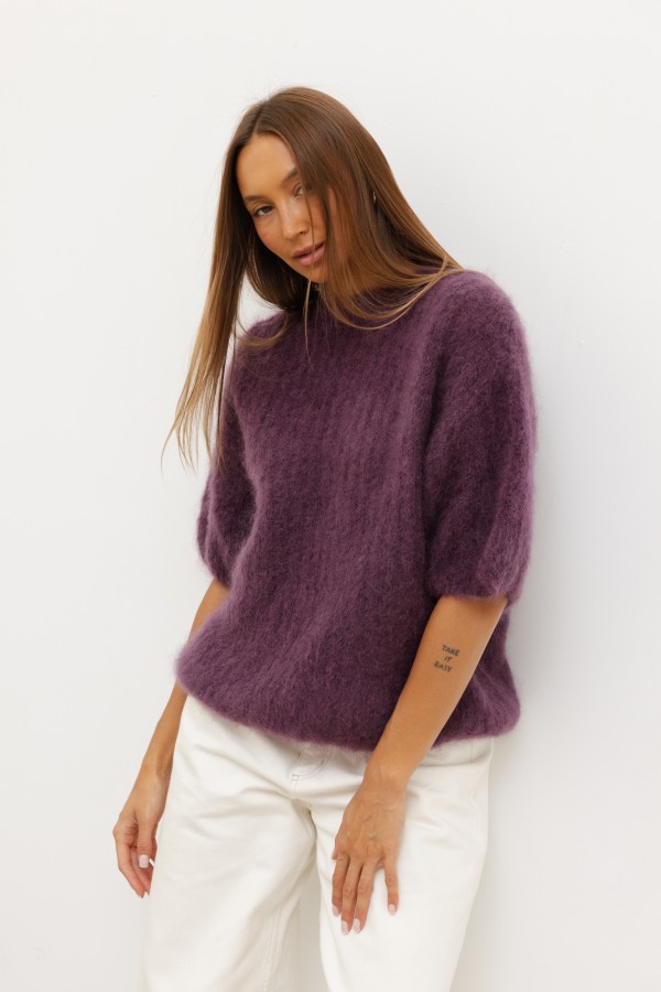 Charlie Moherowy Sweter Plum Premium