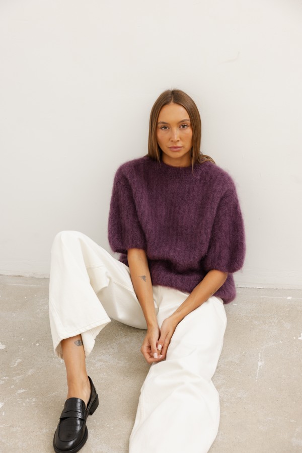 Charlie Moherowy Sweter Plum Premium