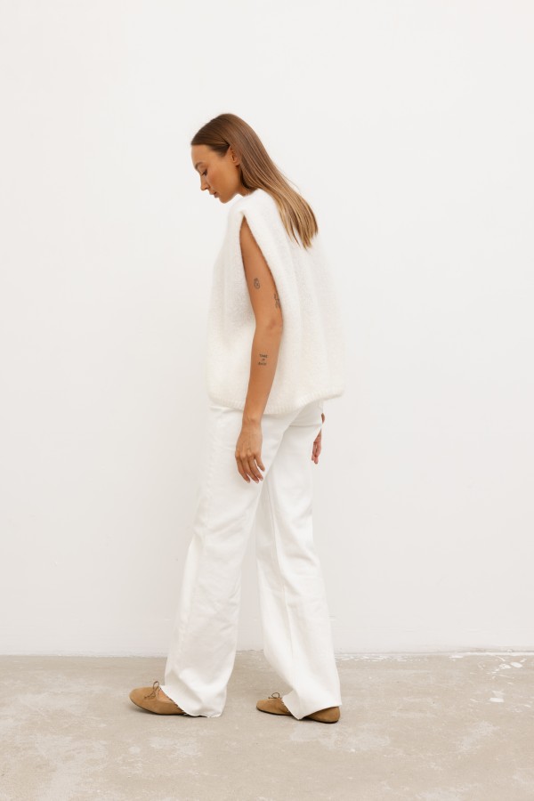 W3636 Spodnie Jeansowe Wide Leg Cream
