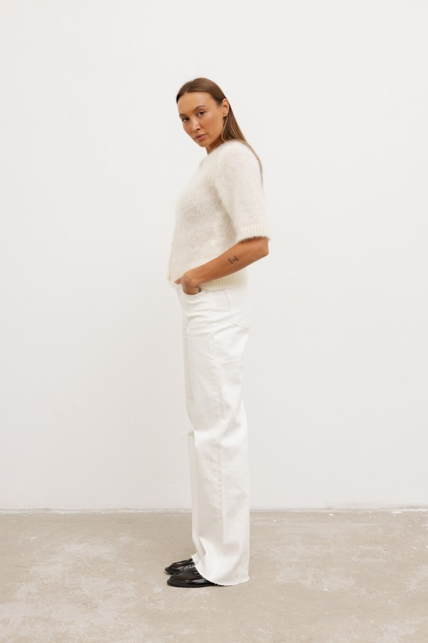 W3636 Spodnie Jeansowe Wide Leg Cream