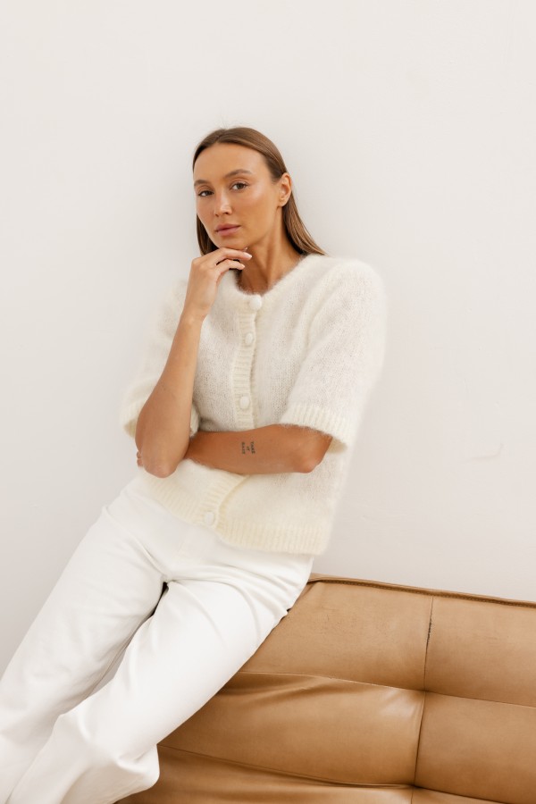 W3636 Spodnie Jeansowe Wide Leg Cream