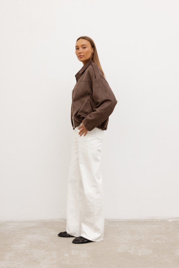 W3636 Spodnie Jeansowe Wide Leg Cream