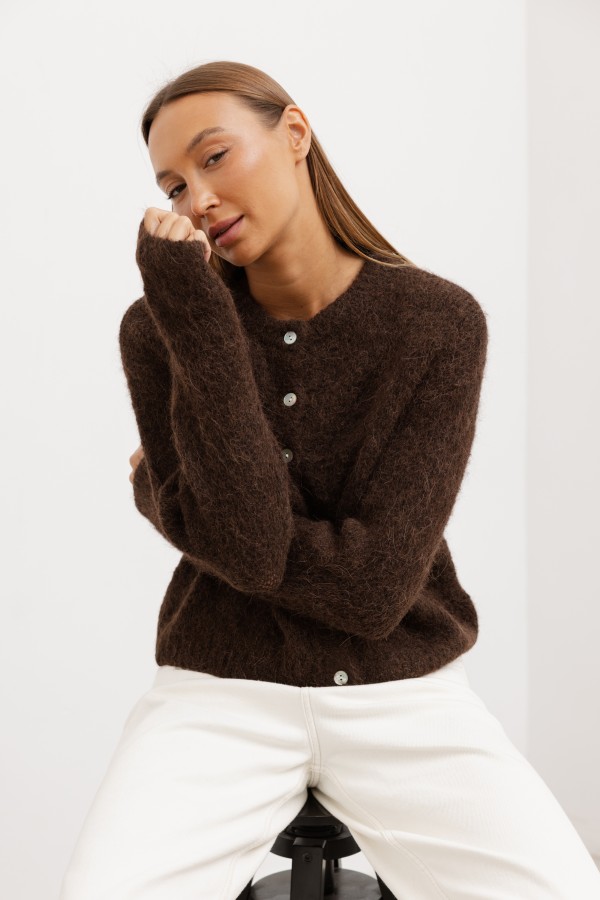 Oskar Alpaca Cardigan Brown