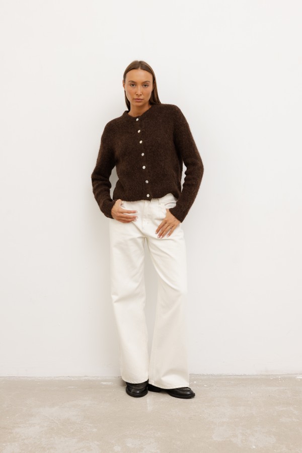 Oskar Alpaca Cardigan Brown