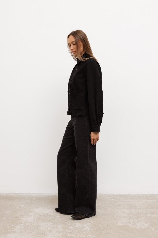 W3392 Spodnie Jeansowe Wide Leg Black