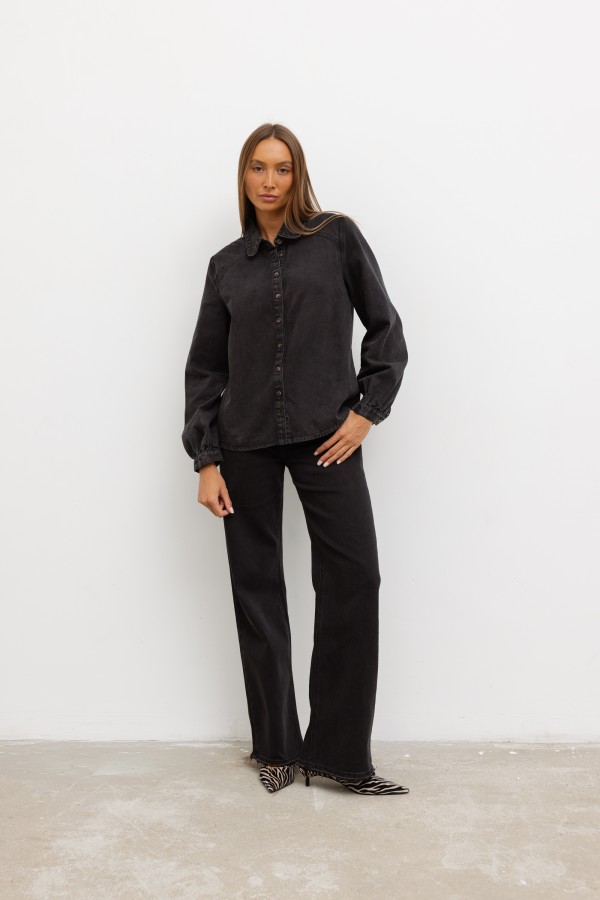 W3392 Spodnie Jeansowe Wide Leg Black