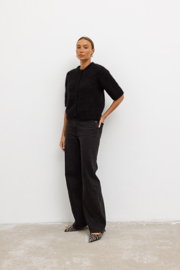 W3392 Spodnie Jeansowe Wide Leg Black