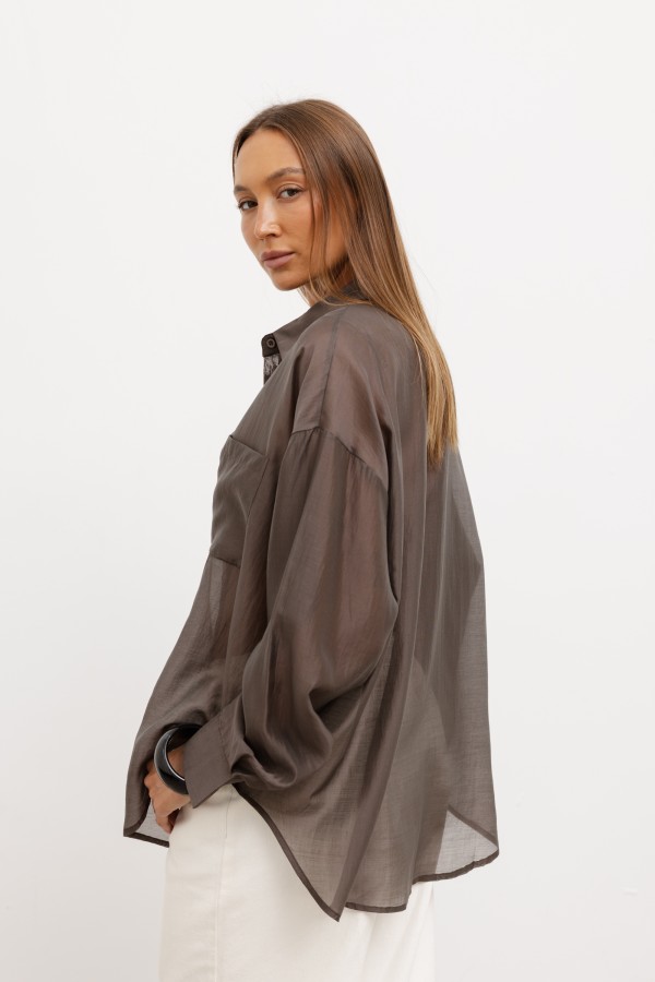 Stacy Silk Shirt Brown