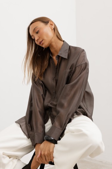 Stacy Silk Shirt Brown
