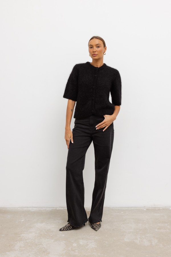 Mike Sweter Moherowy Czarny