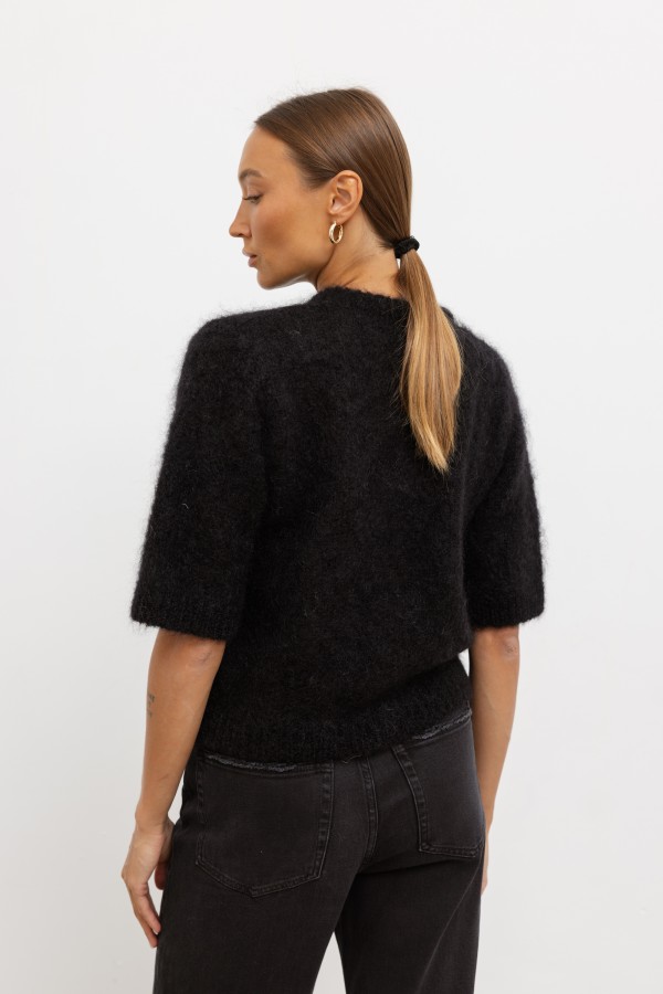 Mike Sweter Moherowy Czarny